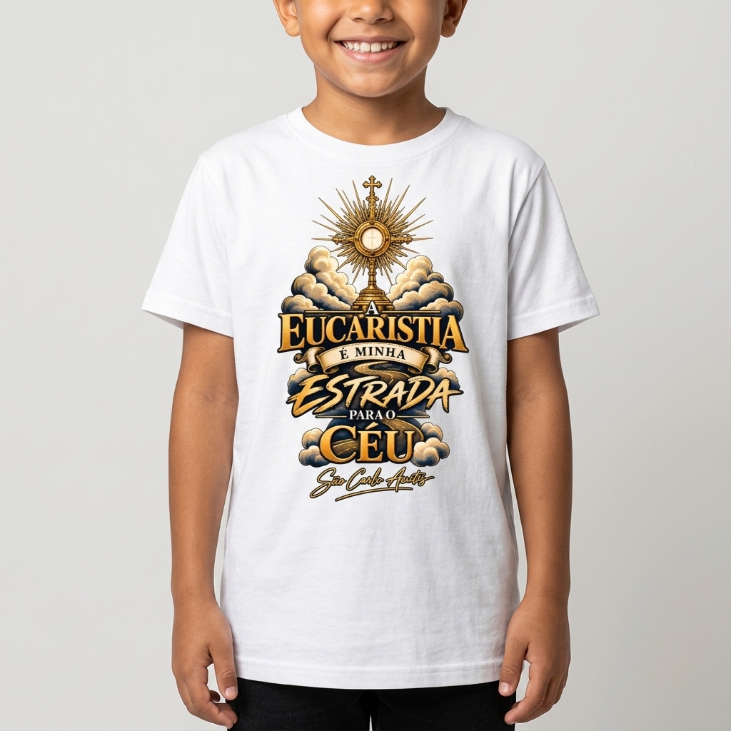 Camiseta Infantil Estrada para o Céu — modelo