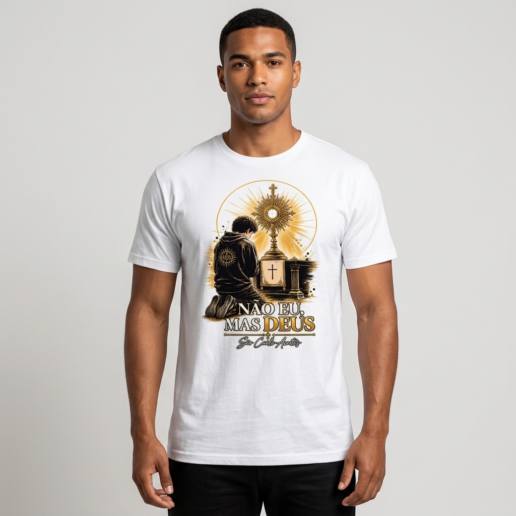 Camiseta Carlo e o Santíssimo Sacramento — modelo