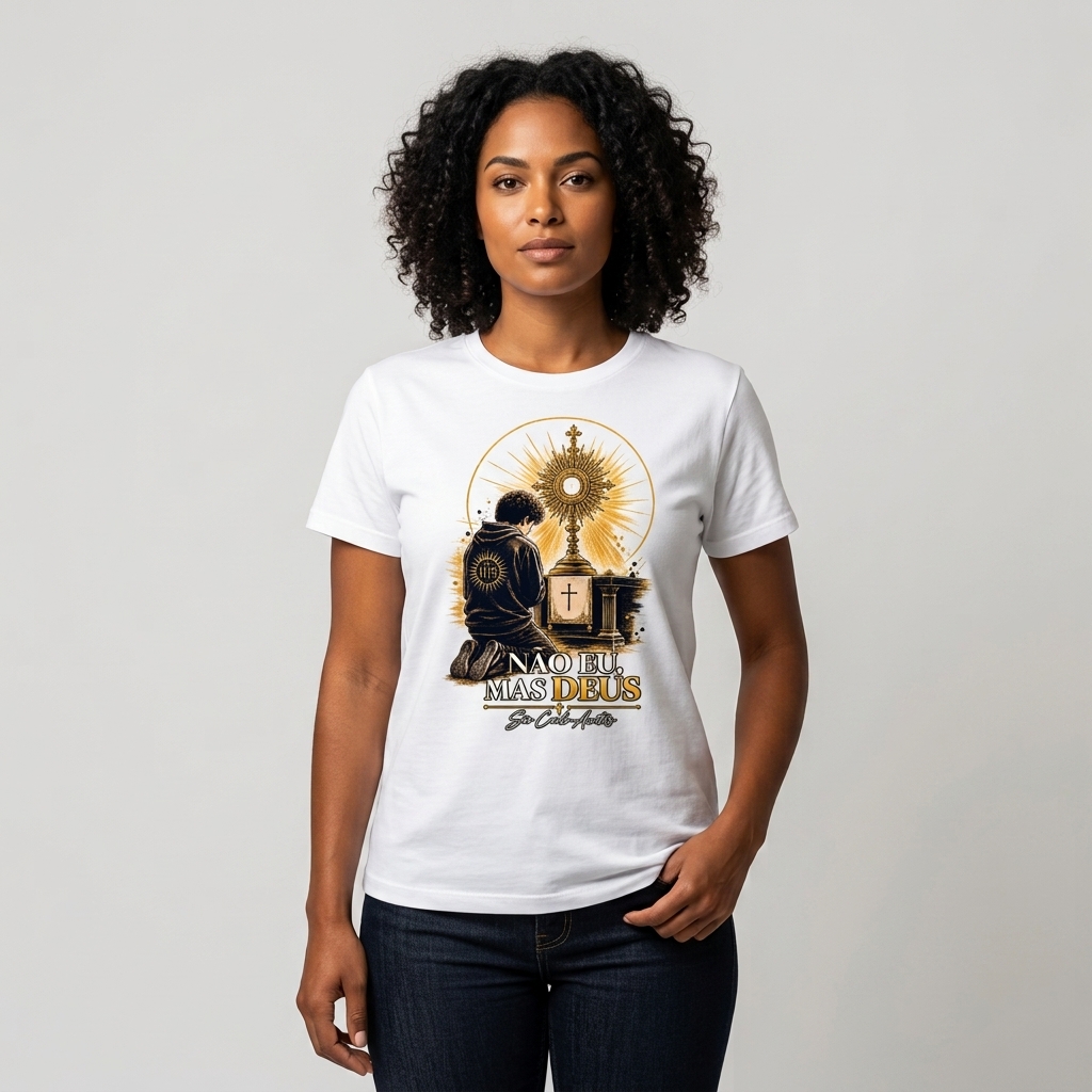 Camiseta Carlo e o Santíssimo Sacramento — modelo