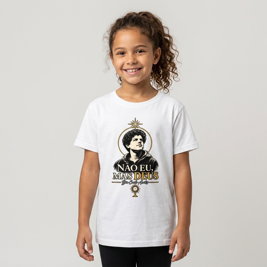 Camiseta Infantil São Carlo Acutis — modelo