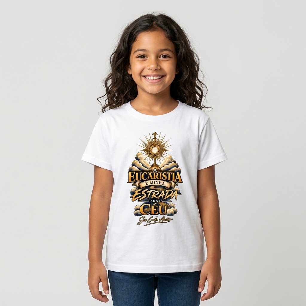 Camiseta Infantil Estrada para o Céu — modelo