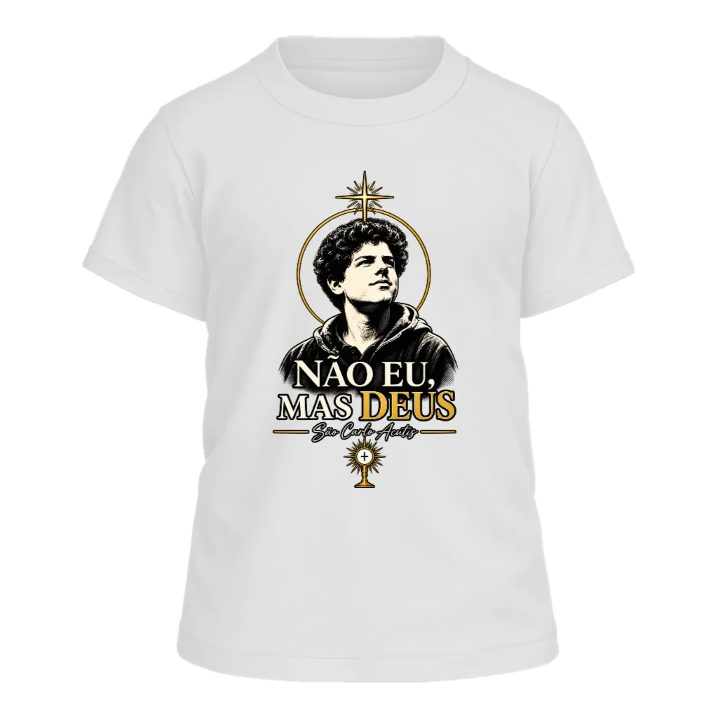 Camiseta Infantil São Carlo Acutis - Branca - Front