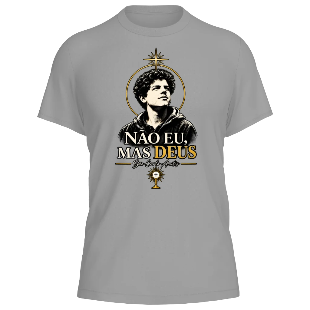 Camiseta São Carlo Acutis - Cinza Mescla - Frente