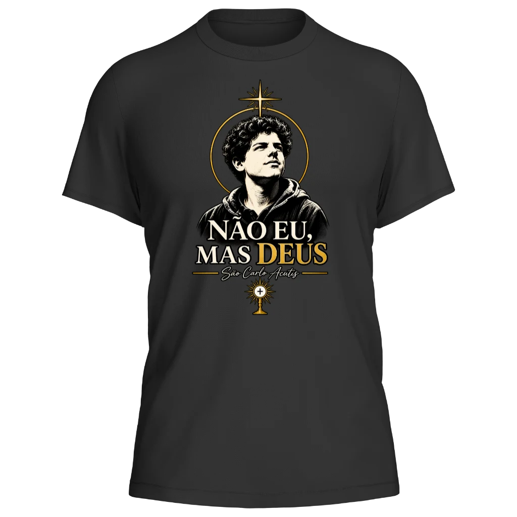 Camiseta São Carlo Acutis - Preta - Frente