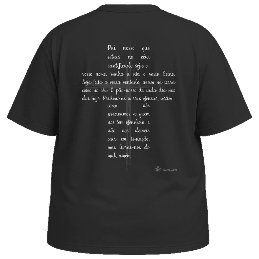 Camiseta Plus Size Pai-Nosso — Preta — Costas