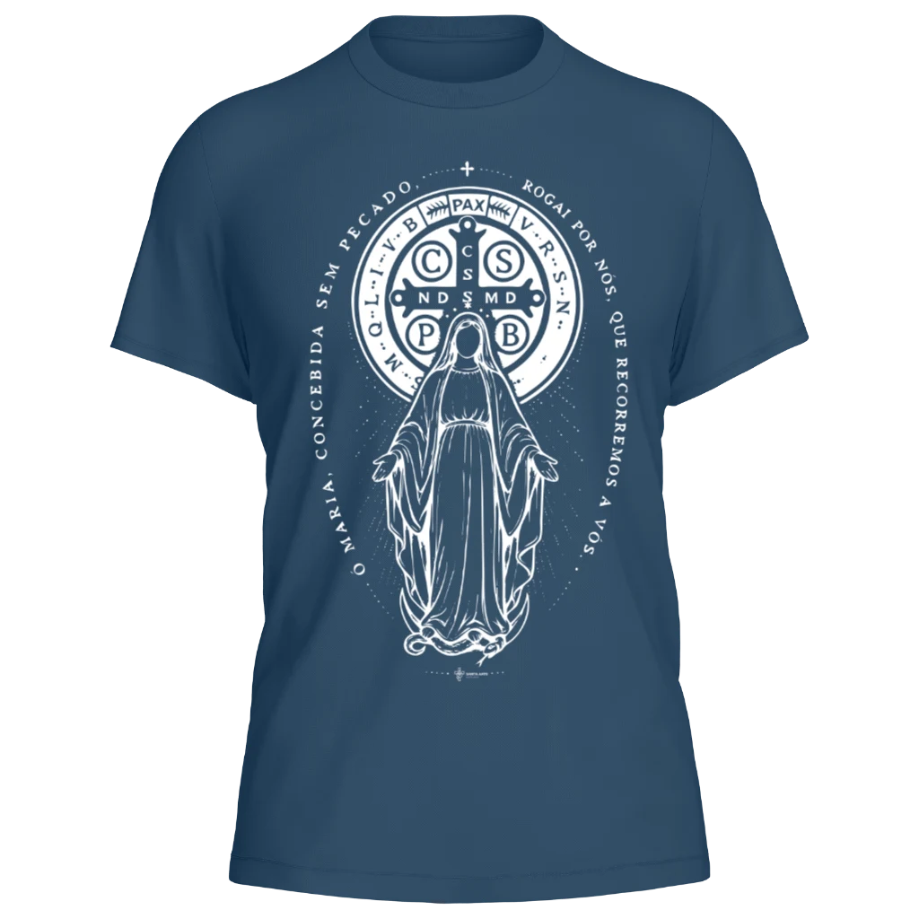 Nossa Senhora sobre a Cruz Sagrada Ed. BW - Azul Marinho - Frente