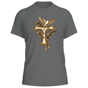 Camiseta São Francisco — Tau — Cinza Chumbo — Frente