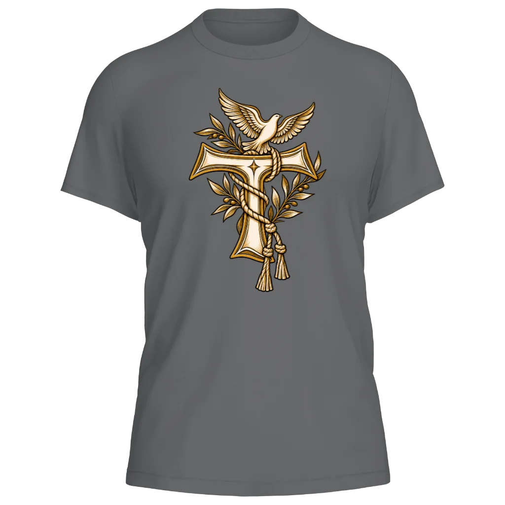 Camiseta São Francisco — Tau — Cinza Chumbo — Frente