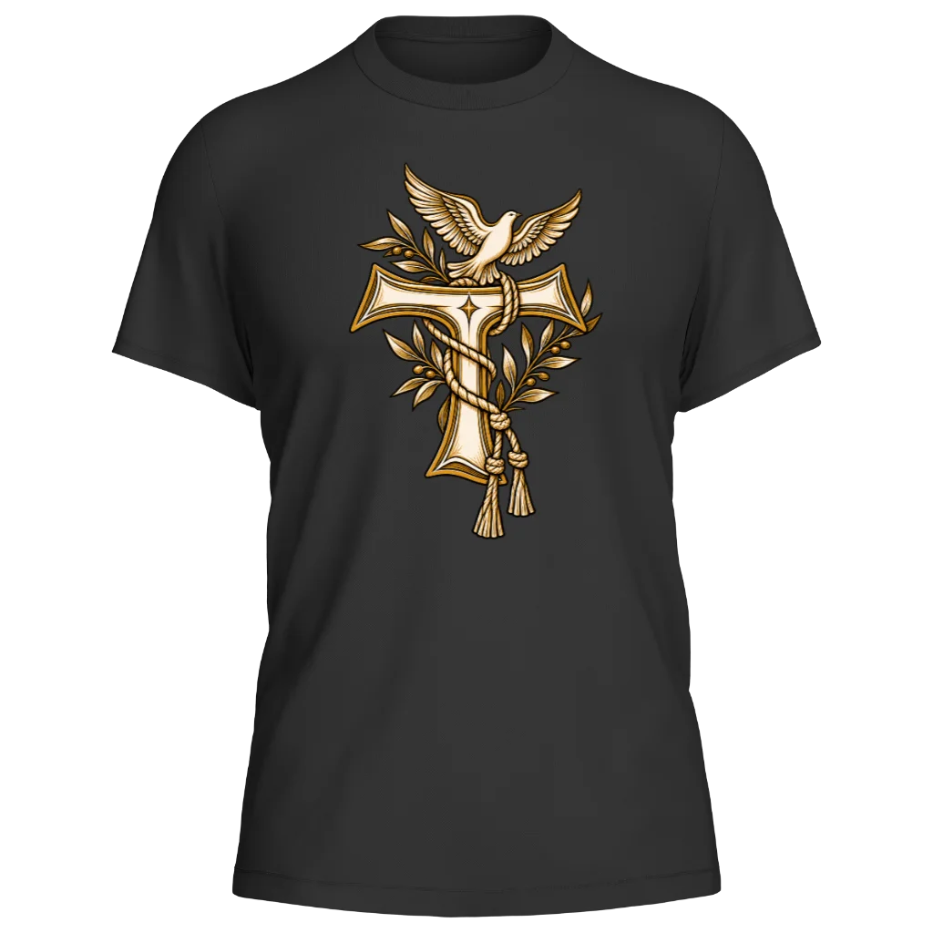 Camiseta São Francisco — Tau — Preta — Frente